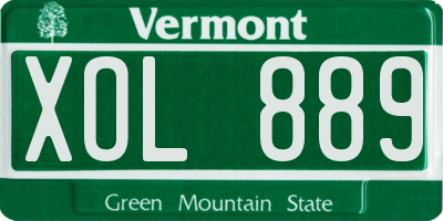 VT license plate XOL889