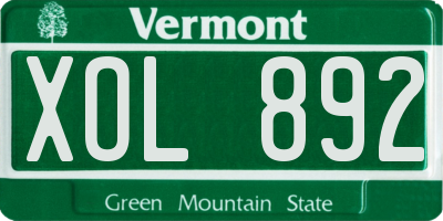 VT license plate XOL892