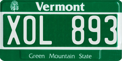 VT license plate XOL893