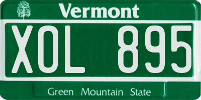 VT license plate XOL895