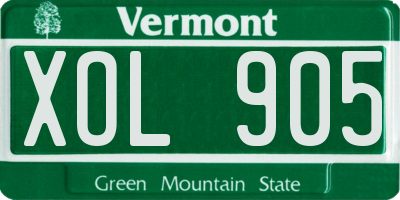 VT license plate XOL905