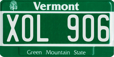 VT license plate XOL906