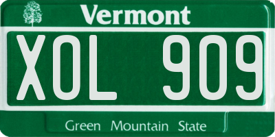 VT license plate XOL909