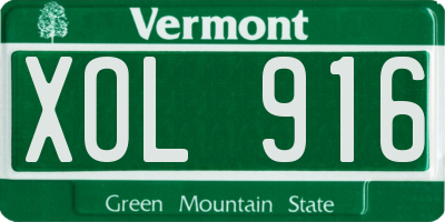 VT license plate XOL916