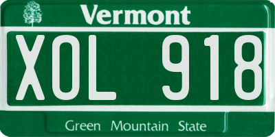 VT license plate XOL918