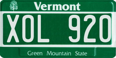 VT license plate XOL920