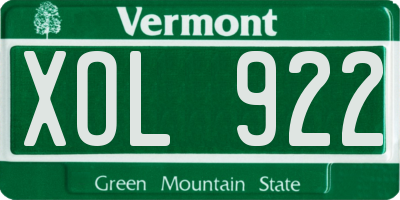 VT license plate XOL922