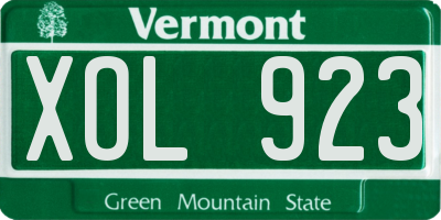 VT license plate XOL923