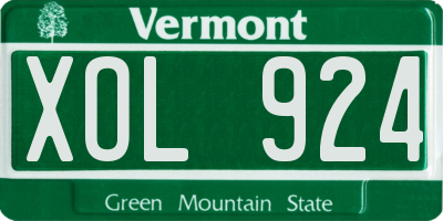 VT license plate XOL924