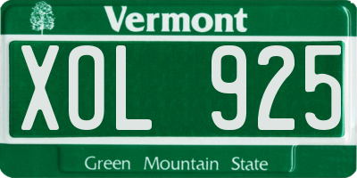 VT license plate XOL925