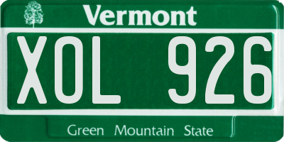 VT license plate XOL926