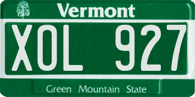 VT license plate XOL927