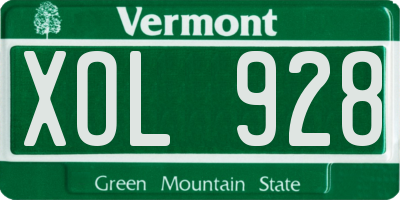 VT license plate XOL928