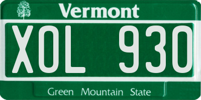 VT license plate XOL930