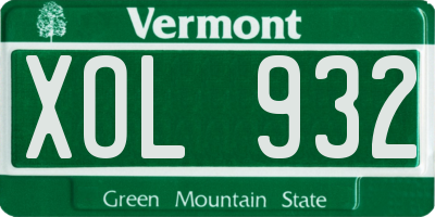 VT license plate XOL932