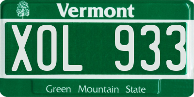 VT license plate XOL933