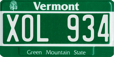 VT license plate XOL934