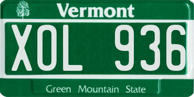 VT license plate XOL936