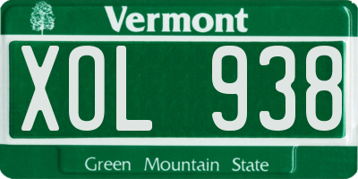 VT license plate XOL938