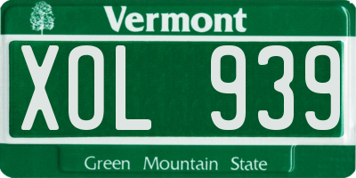 VT license plate XOL939