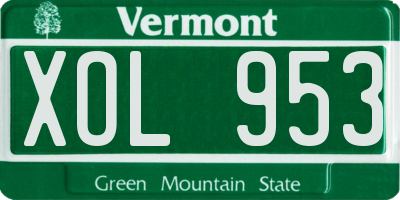 VT license plate XOL953