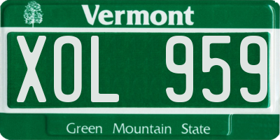 VT license plate XOL959