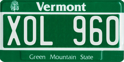 VT license plate XOL960