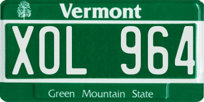 VT license plate XOL964