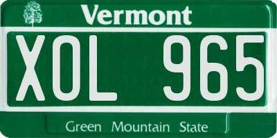 VT license plate XOL965