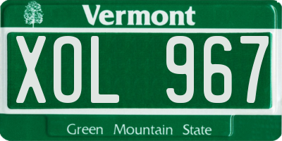 VT license plate XOL967