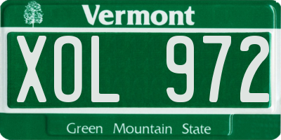 VT license plate XOL972