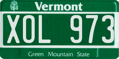 VT license plate XOL973