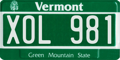 VT license plate XOL981