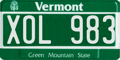 VT license plate XOL983