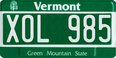 VT license plate XOL985