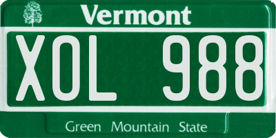 VT license plate XOL988