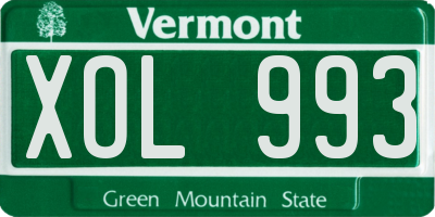 VT license plate XOL993