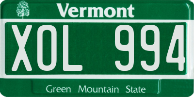 VT license plate XOL994
