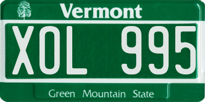 VT license plate XOL995