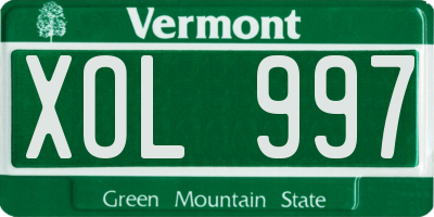 VT license plate XOL997