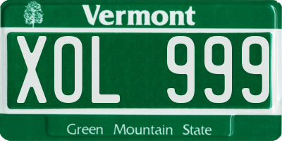 VT license plate XOL999