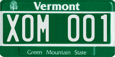 VT license plate XOM001