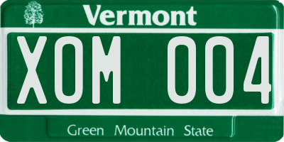 VT license plate XOM004