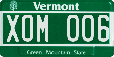 VT license plate XOM006