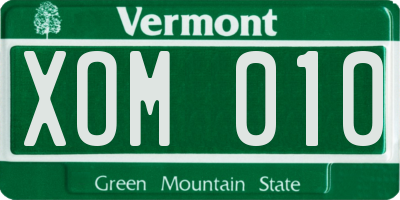 VT license plate XOM010