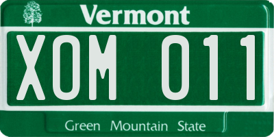 VT license plate XOM011