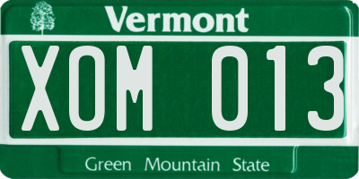 VT license plate XOM013