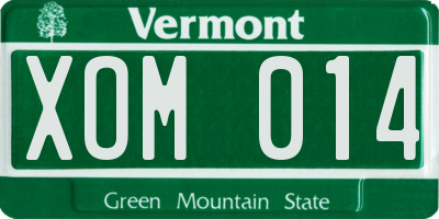 VT license plate XOM014