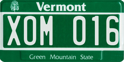VT license plate XOM016