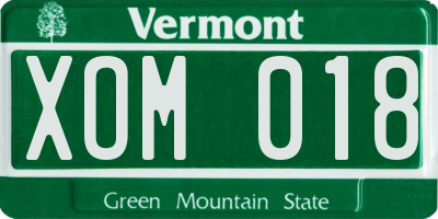 VT license plate XOM018
